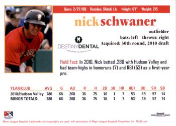 2011 Grandstand Bowling Green Hot Rods #NNO Nick Schwaner Back