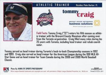 2011 Grandstand Brevard County Manatees #NNO Tommy Craig Back