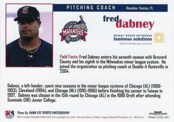 2011 Grandstand Brevard County Manatees #NNO Fred Dabney Back