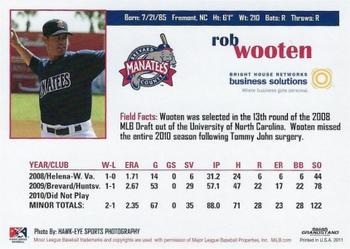 2011 Grandstand Brevard County Manatees #NNO Rob Wooten Back