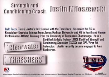 2011 Grandstand Clearwater Threshers #NNO Justin Miloszewski Back