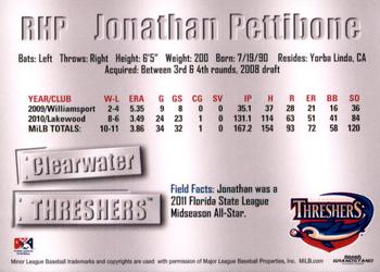 2011 Grandstand Clearwater Threshers #NNO Jonathan Pettibone Back