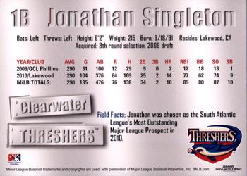 2011 Grandstand Clearwater Threshers #NNO Jonathan Singleton Back