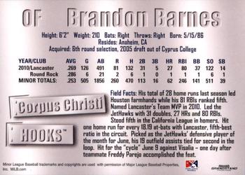 2011 Grandstand Corpus Christi Hooks #NNO Brandon Barnes Back