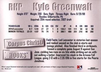2011 Grandstand Corpus Christi Hooks #NNO Kyle Greenwalt Back