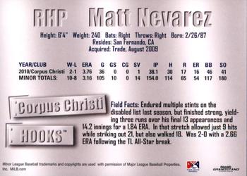 2011 Grandstand Corpus Christi Hooks #NNO Matt Nevarez Back