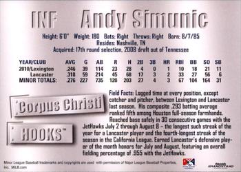 2011 Grandstand Corpus Christi Hooks #NNO Andy Simunic Back