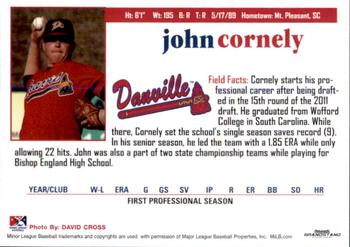 2011 Grandstand Danville Braves #NNO John Cornely Back