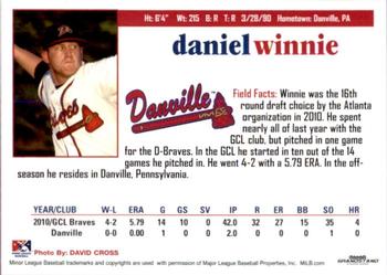 2011 Grandstand Danville Braves #NNO Daniel Winnie Back