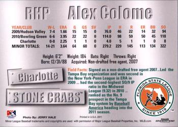 2011 Grandstand Florida State League Top Prospects #NNO Alex Colome Back