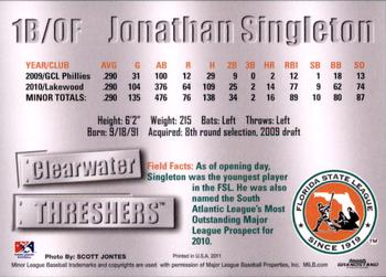 2011 Grandstand Florida State League Top Prospects #NNO Jonathan Singleton Back