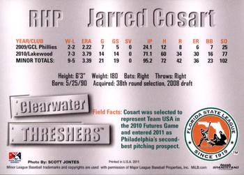 2011 Grandstand Florida State League Top Prospects #NNO Jarred Cosart Back