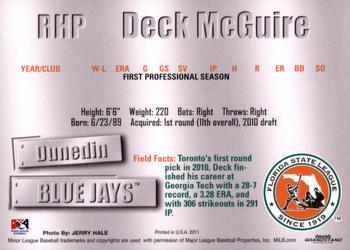 2011 Grandstand Florida State League Top Prospects #NNO Deck McGuire Back