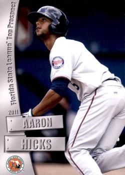2011 Grandstand Florida State League Top Prospects #NNO Aaron Hicks Front