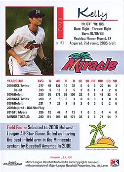 2011 Grandstand Fort Myers Miracle #NNO Paul Kelly Back