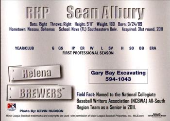 2011 Grandstand Helena Brewers #NNO Sean Albury Back