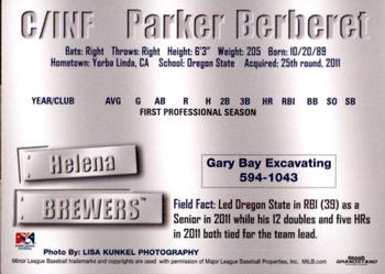 2011 Grandstand Helena Brewers #NNO Parker Berberet Back