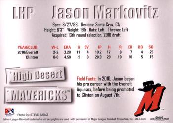 2011 Grandstand High Desert Mavericks #NNO Jason Markovitz Back