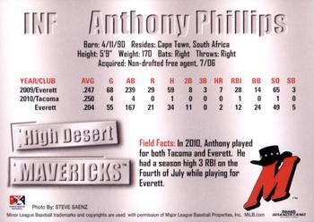 2011 Grandstand High Desert Mavericks #NNO Anthony Phillips Back