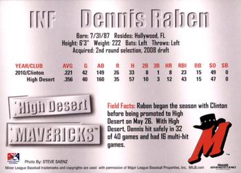 2011 Grandstand High Desert Mavericks #NNO Dennis Raben Back