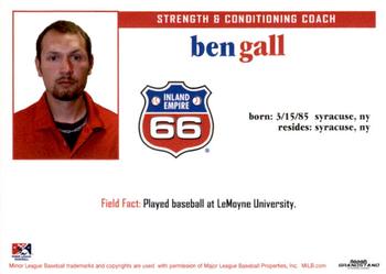 2011 Grandstand Inland Empire 66ers #NNO Ben Gall Back