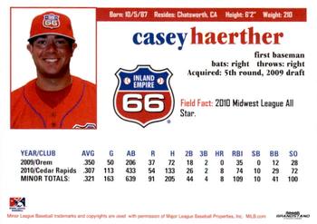2011 Grandstand Inland Empire 66ers #NNO Casey Haerther Back