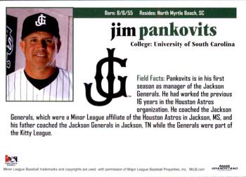 2011 Grandstand Jackson Generals #NNO Jim Pankovits Back