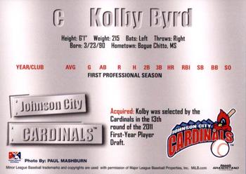 2011 Grandstand Johnson City Cardinals #NNO Kolby Byrd Back