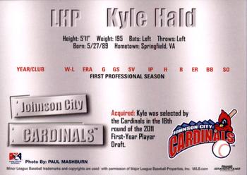 2011 Grandstand Johnson City Cardinals #NNO Kyle Hald Back