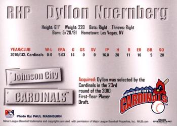 2011 Grandstand Johnson City Cardinals #NNO Dyllon Nuernberg Back