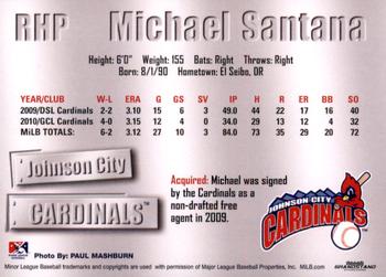 2011 Grandstand Johnson City Cardinals #NNO Michael Santana Back