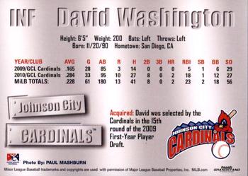 2011 Grandstand Johnson City Cardinals #NNO David Washington Back