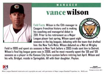2011 Grandstand Kane County Cougars #NNO Vance Wilson Back