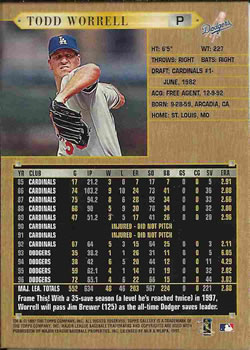 1997 Topps Gallery #13 Todd Worrell Back