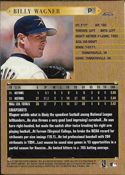 1997 Topps Gallery #178 Billy Wagner Back