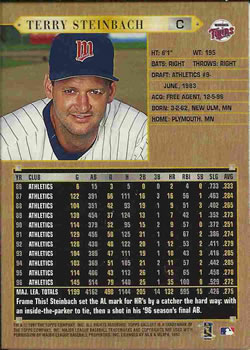 1997 Topps Gallery #28 Terry Steinbach Back