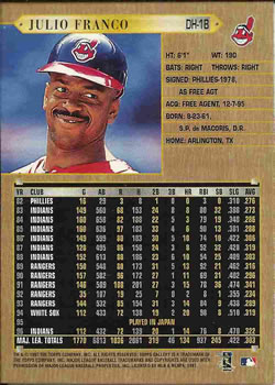 1997 Topps Gallery #40 Julio Franco Back