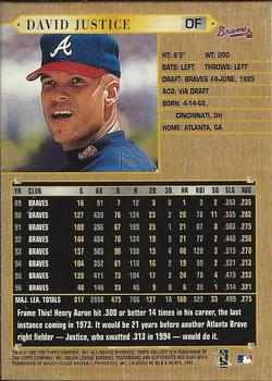 1997 Topps Gallery #86 David Justice Back