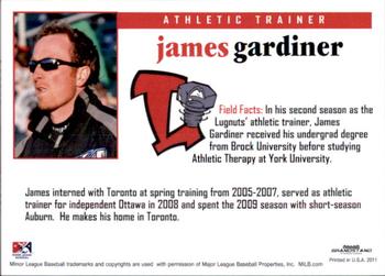 2011 Grandstand Lansing Lugnuts #NNO James Gardiner Back