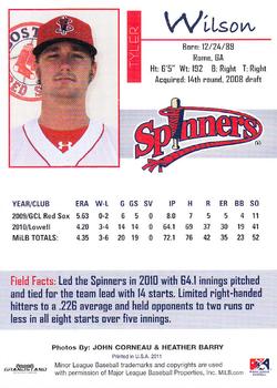 2011 Grandstand Lowell Spinners #NNO Tyler Wilson Back