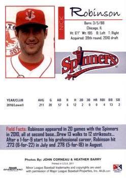 2011 Grandstand Lowell Spinners Update #NNO Nick Robinson Back
