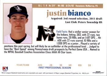2011 Grandstand Missoula Osprey #NNO Justin Bianco Back