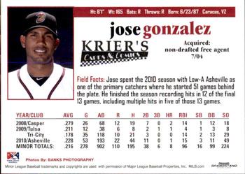 2011 Grandstand Modesto Nuts #NNO Jose A. Gonzalez Back