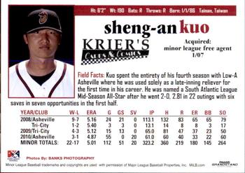 2011 Grandstand Modesto Nuts #NNO Sheng-an Kuo Back