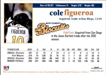 2011 Grandstand Montgomery Biscuits #NNO Cole Figueroa Back