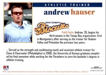 2011 Grandstand Montgomery Biscuits #NNO Andrew Hauser Back