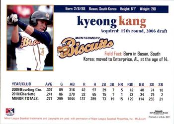 2011 Grandstand Montgomery Biscuits #NNO Kyeong Kang Back