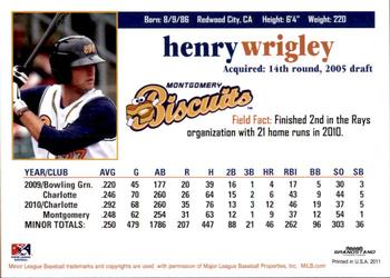 2011 Grandstand Montgomery Biscuits #NNO Henry Wrigley Back