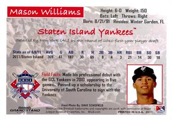 2011 Grandstand New York-Penn League All-Stars American League #NNO Mason Williams Back