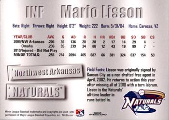 2011 Grandstand Northwest Arkansas Naturals #NNO Mario Lisson Back
